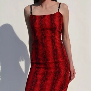 Elegant Red Snake Print Dress